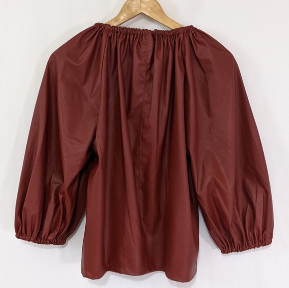 Who What Wear Faux Leather Balloon Sleeve Top - Picture 11 of 11